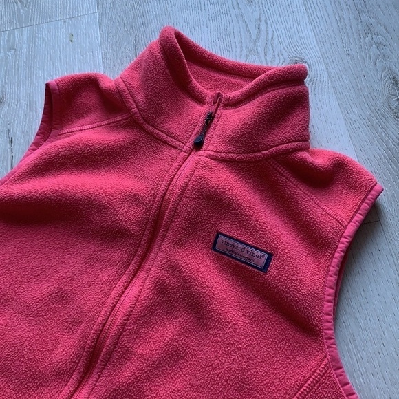 Vineyard Vines Pink Full Zip Fleece Vest Sz XXS - Picture 7 of 13